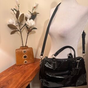 Coach Black Patent Leather Satchel / Crossbody Bag